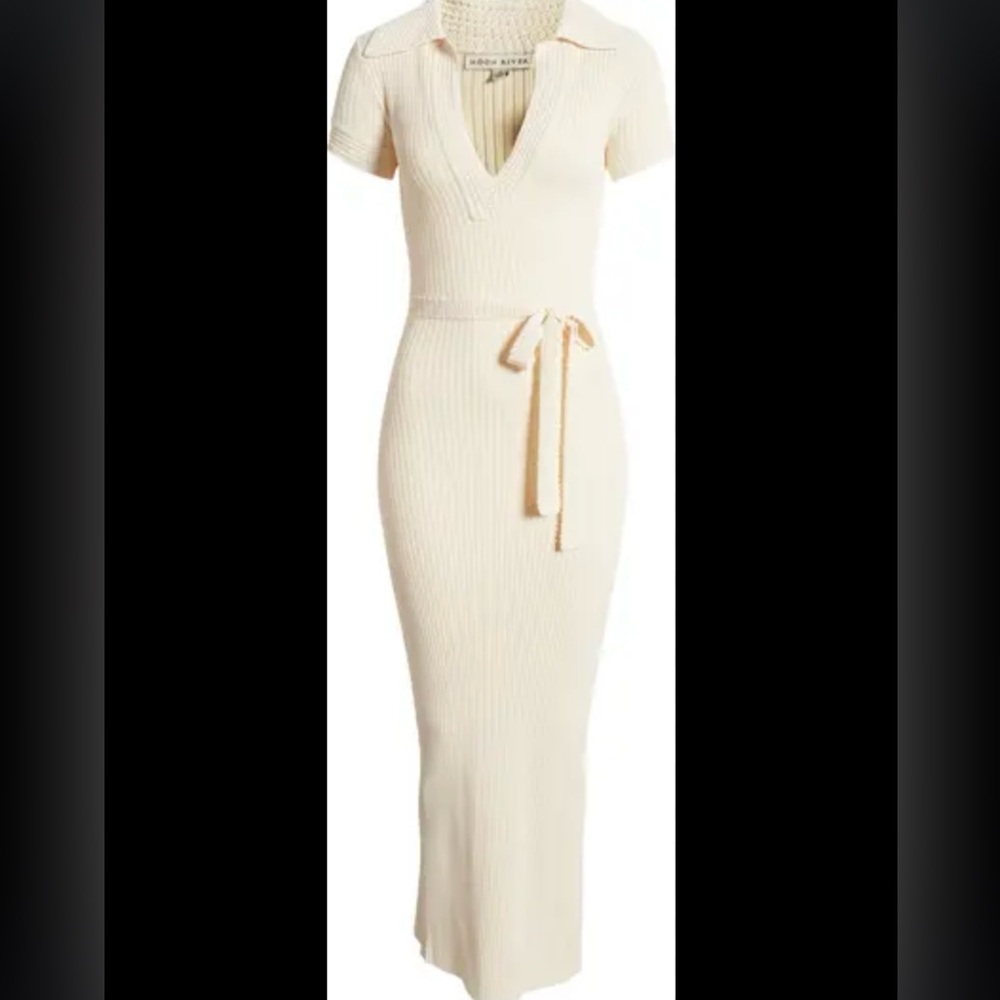 Beige Ribbed Polo Dress